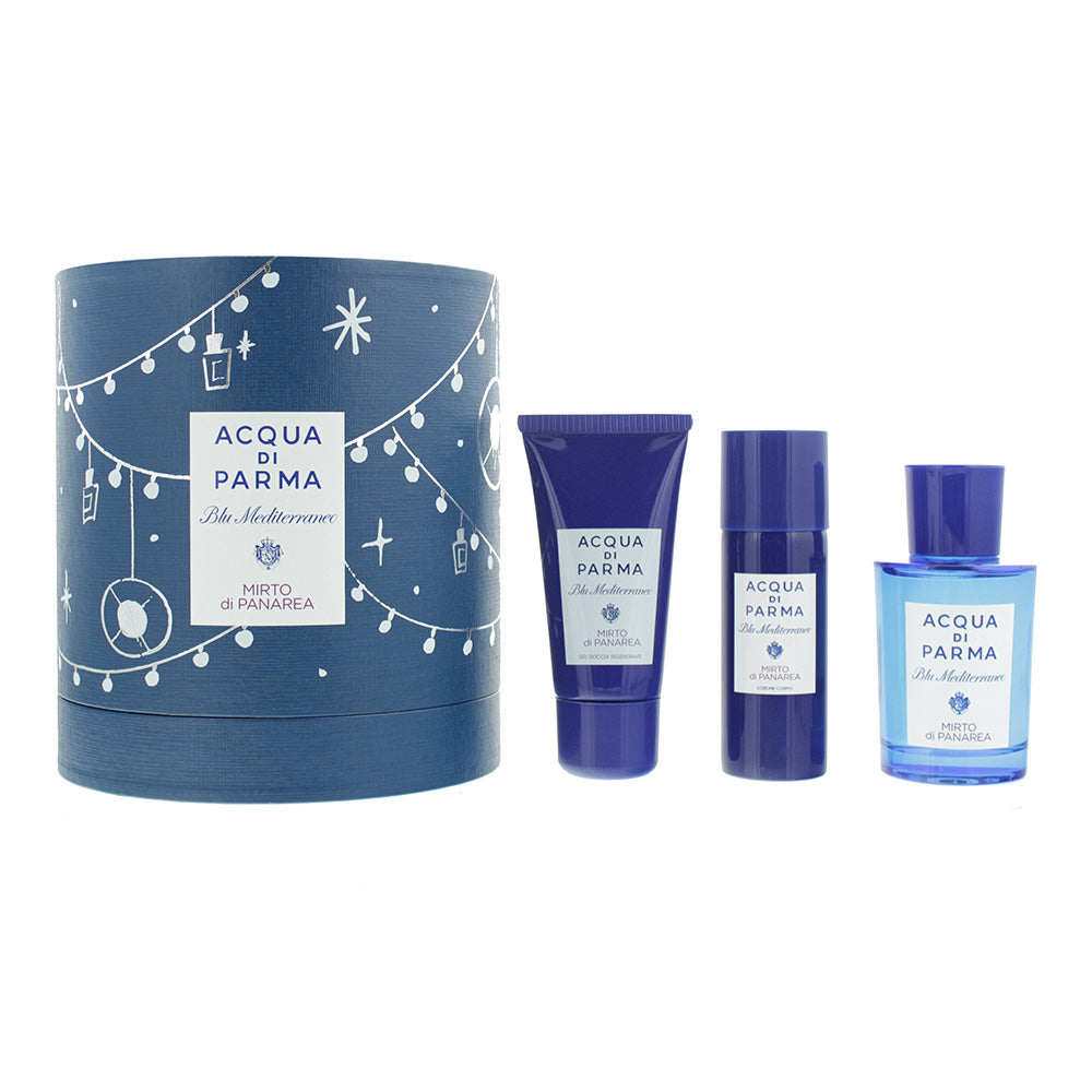 Acqua Di Parma Blu Mediterraneo Mirto De Panarea 3 Piece Eau De Toilette 75ML Shower Gel 40ML Body Lotion 50ML