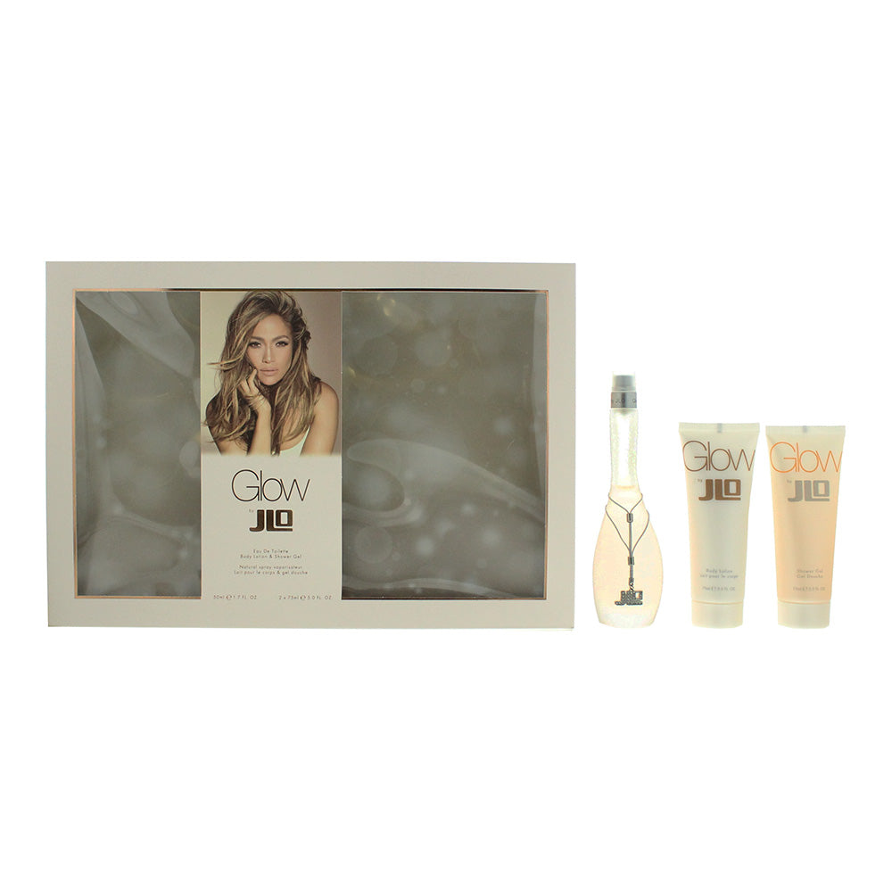 Jennifer Lopez Glow Eau De Toilette 3 Piece Gift Set: Eau De Toilette 50ml - Body Lotion 75ml - Shower Gel 75ml