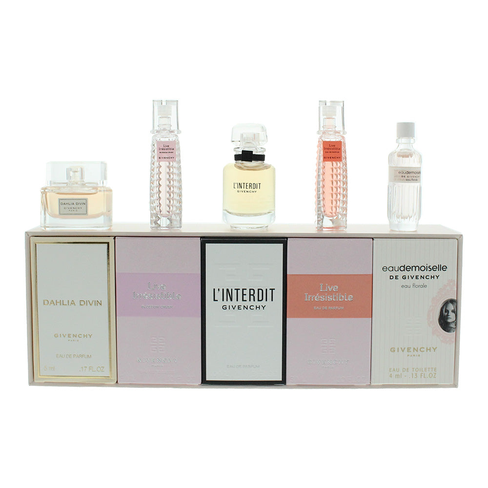 Givenchy 5 Piece Gift Set: Eau De Toilette Eau Floral 4ml - Eau De Parfum Live Irresistable 5ml - Eau De Parfum L'Interdit 10ml - Eau De Toilette Blos