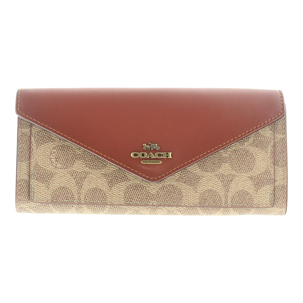 Coach Large Soft Coated Canvas and Coloblock Wallet