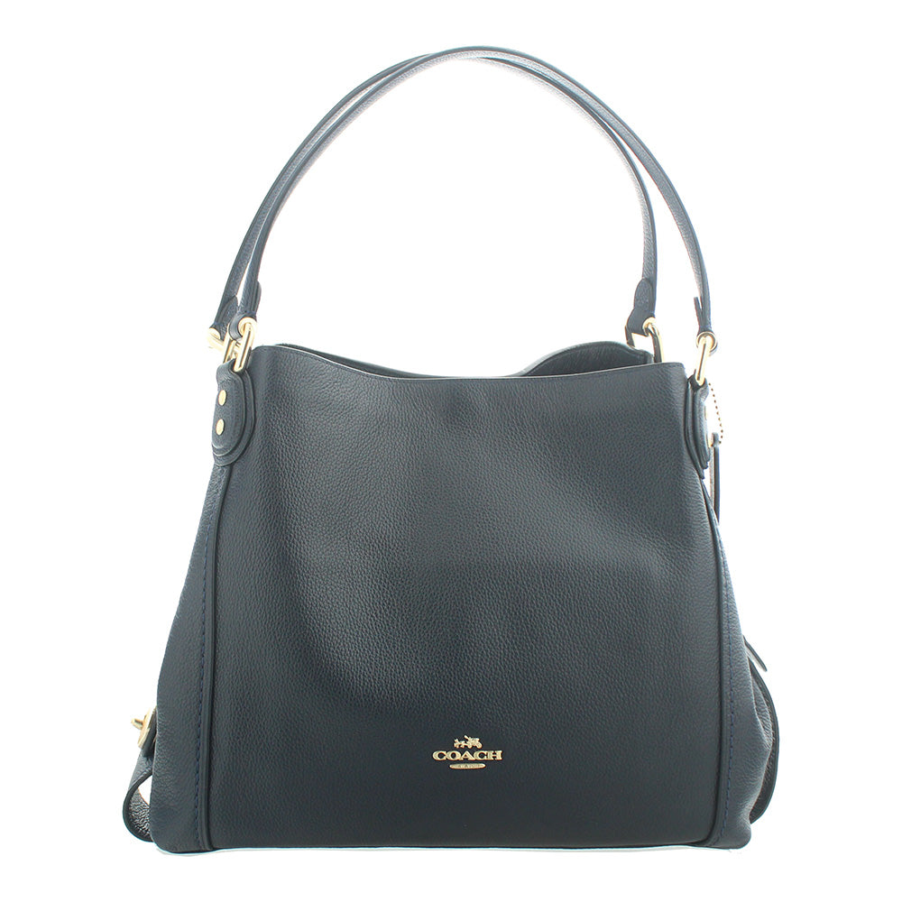 Coach Edie 31 Pebbled Leather Navy Shoulder Bag