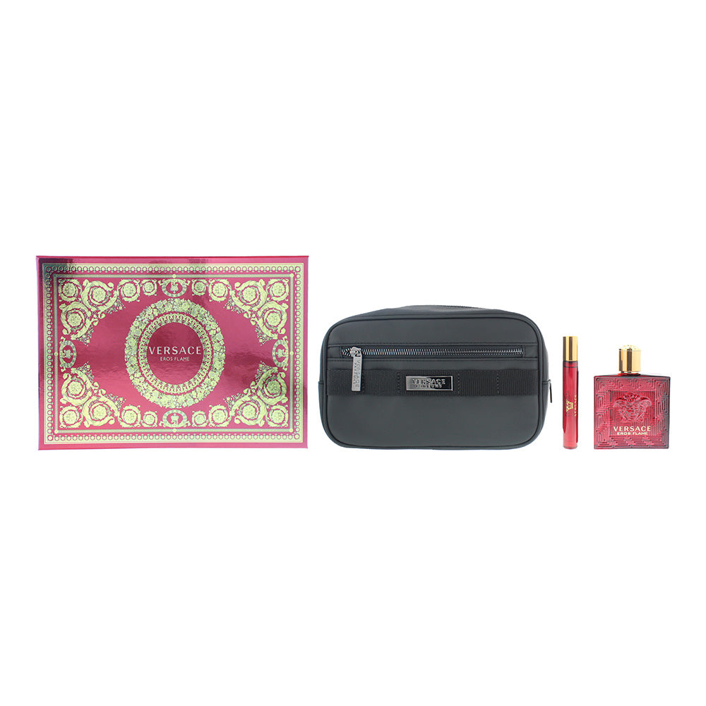 Versace Eros 3 Pcs: Eau De Parfum 100ml + Eau De Parfum 10ml + Black Trousse Bag