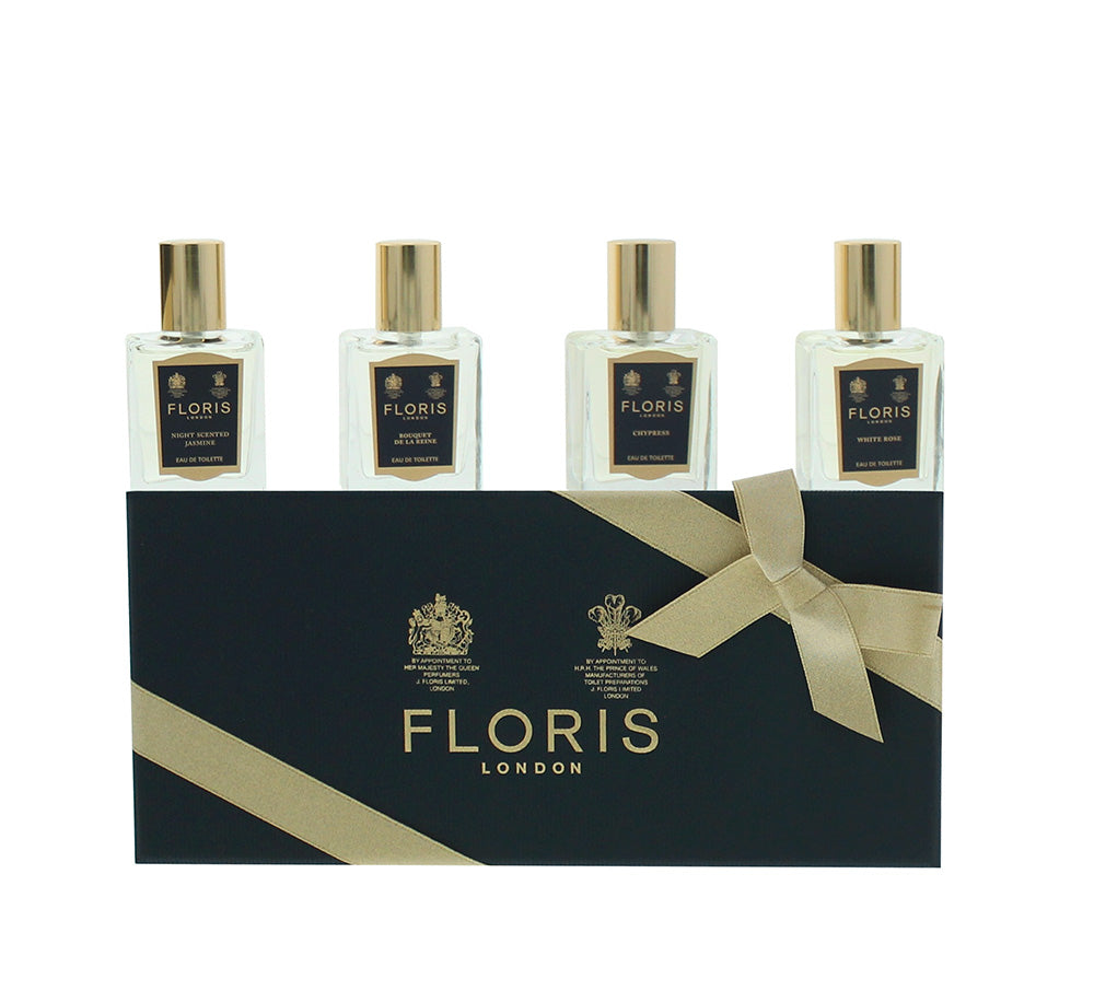 Floris Eau De Toilette 4 Piece Gift Set: Night Scented Jasmine Eau De Toilette 15ml - Bouquet De La Reine Eau De Toilette 15ml - White Rose Eau De