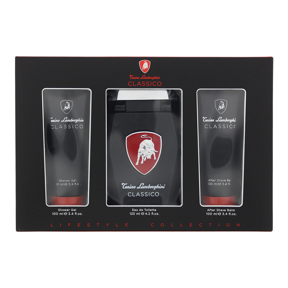 Tonino Lamborghini Classico 3 Piece Gift Set: Eau De Toilette 125ml - Shower Gel 100ml - Aftershave Balm 100ml