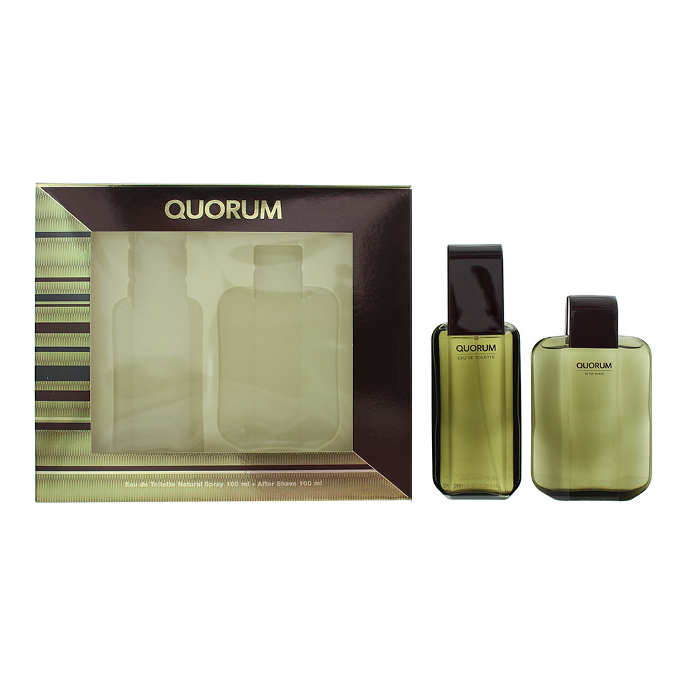 Antonio Puig Quorum 2 Piece Gift Set: Eau De Toilette 100ml - Aftershave 100ml