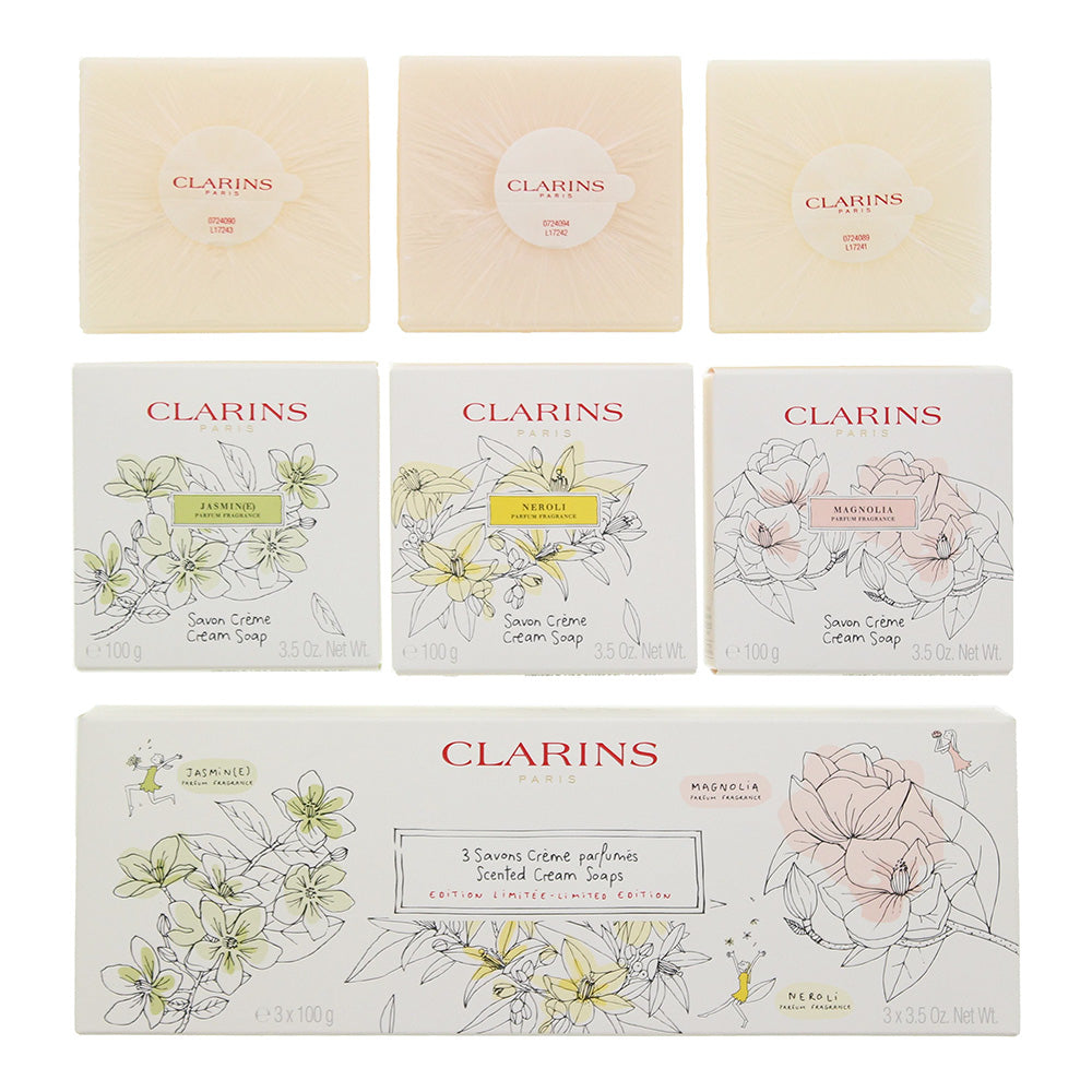 Clarins Scented Cream Soaps 3 x 100g - Neroli-Magnolia-Jasmine