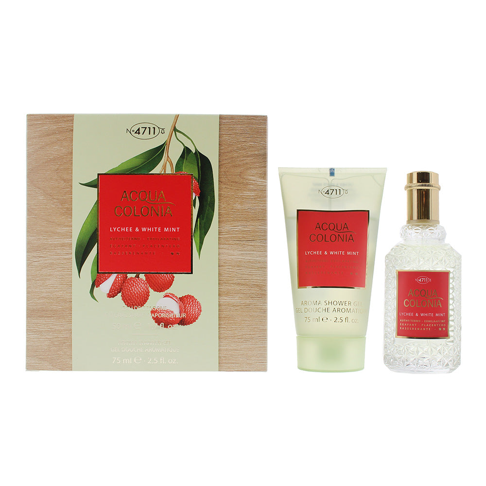 4711 Acqua Colonia Lychee & White Mint 2 Piece Gift Set: Eau De Cologne 50ml - Shower Gel 75ml