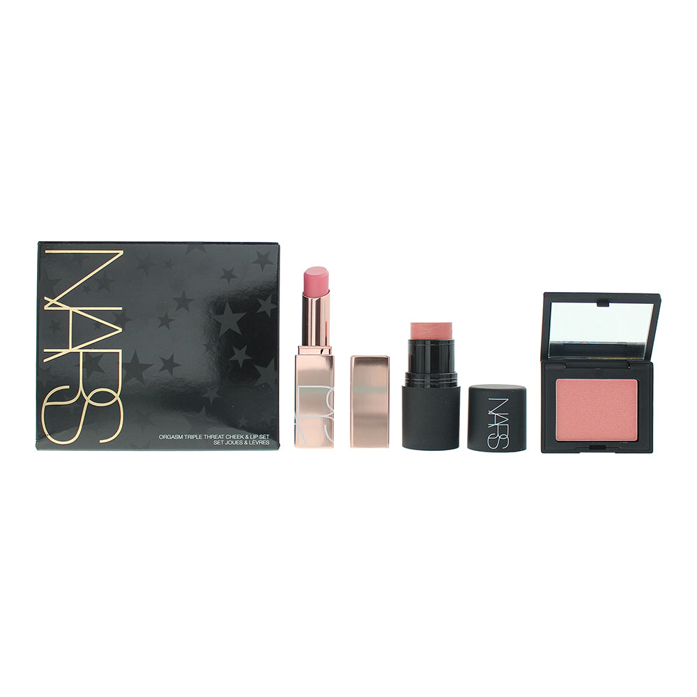 NARS Orgasm Triple Threat 3 Piece Gift Set: Lip Balm 3g - Blush 2.5g - Powder Cream 4g