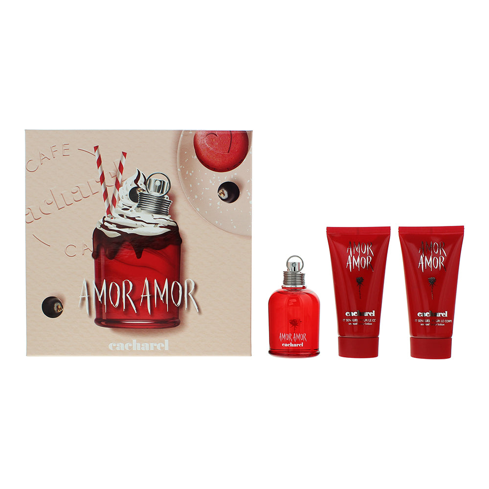 Cacharel Amor Amor 3 Piece Gift Set: Eau De Toilette 50ml - 2 x Body Lotion 50ml