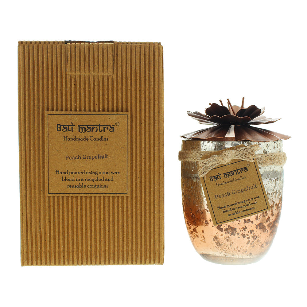 Bali Mantra Hibiscus Glass Copper Peach Grapefruit Candle 500g