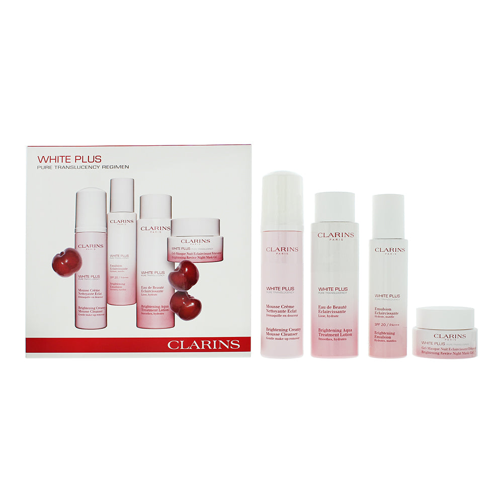 Clarins White Plus 4 Piece Gift Set: Mousse Cleanser 150ml -Brightening Emulsion