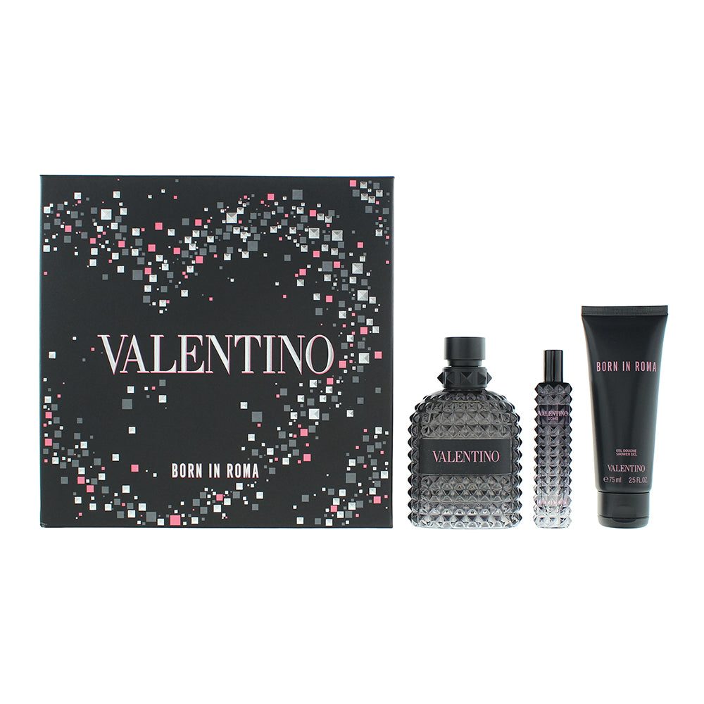 Valentino Born In Roma Uomo 3 Piece Gift Set: Eau De Toilette 100ml - Eau De Toi