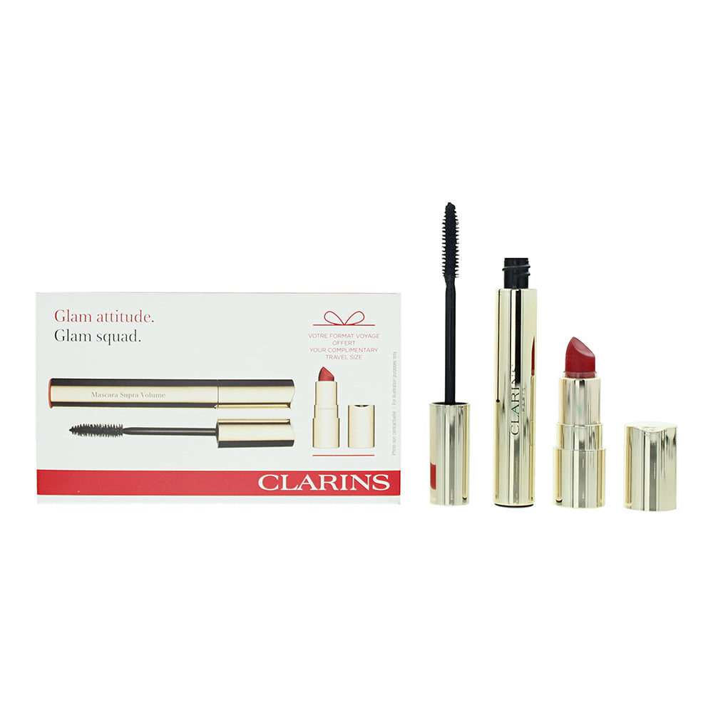 Clarins Glam Attitude 2 Piece Gift Set: Mascara Super Volume 01 Intense Black 8m