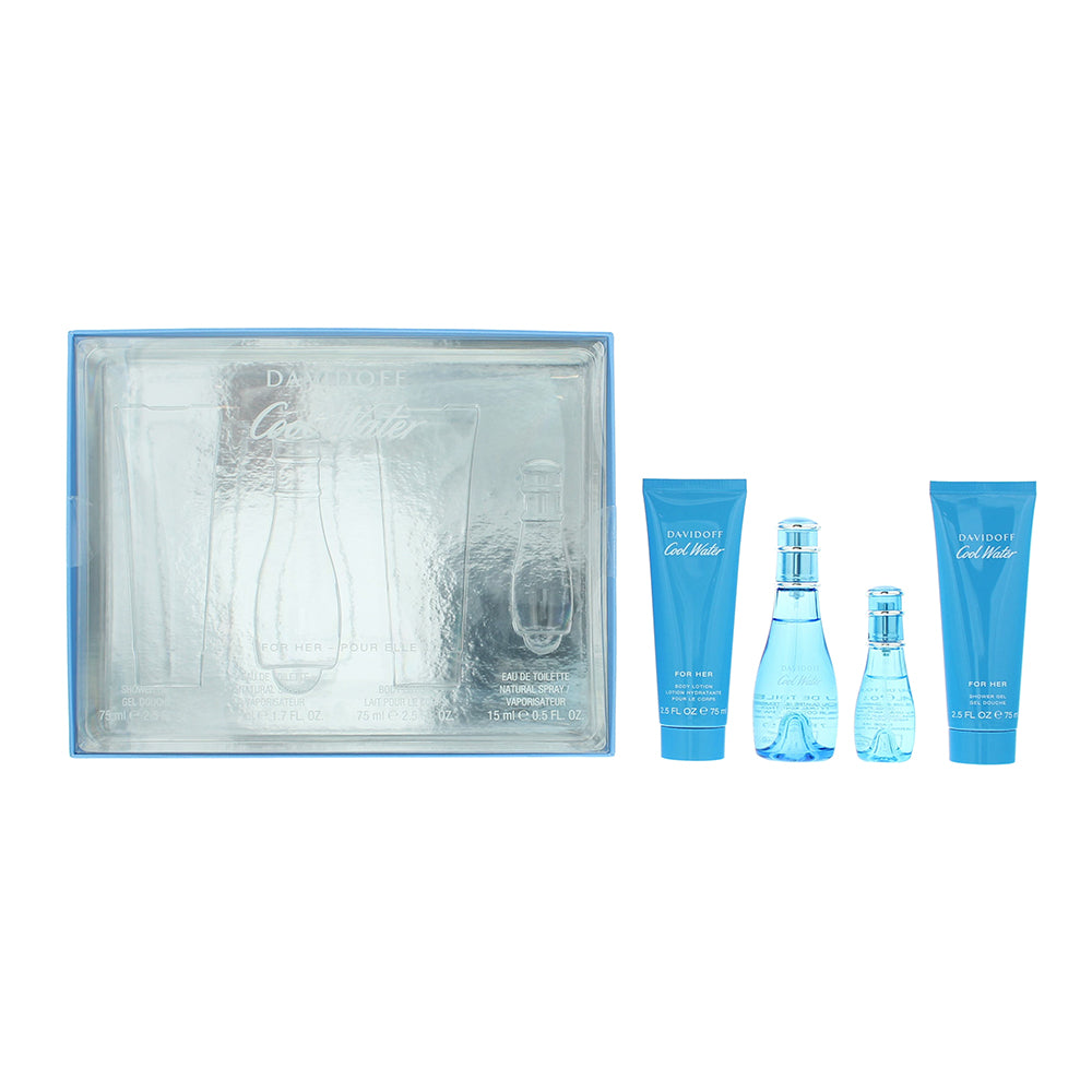 Davidoff Cool Water Woman 3 Piece Gift Set: Eau de Toilette 50ml - Body Lotion 7