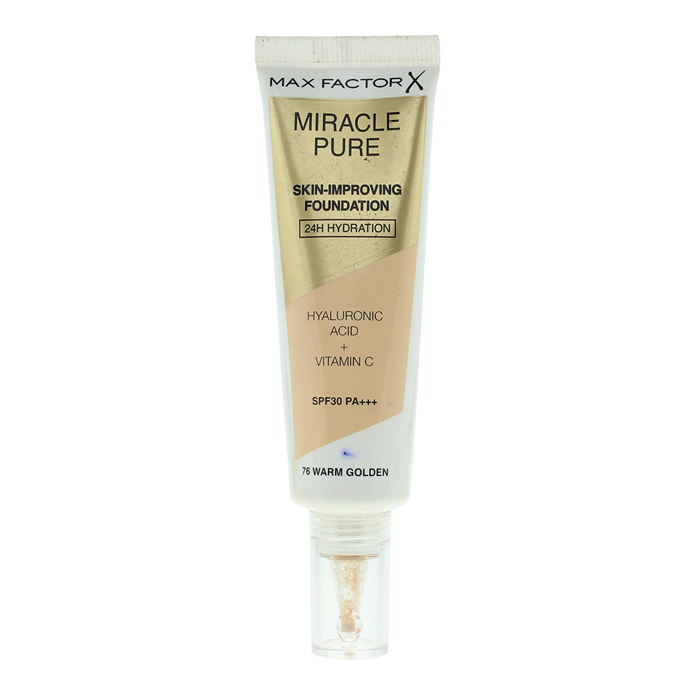 Max Factor Miracle Pure Skin Improving 24H Hydration 76 Warm Golden Foundation 3