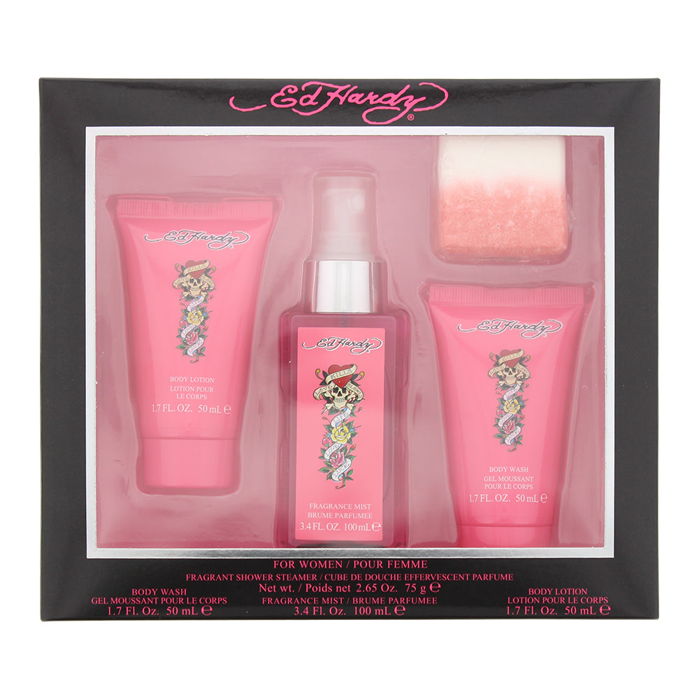 Ed Hardy 3 Piece Gift Set: Fragrance Mist 100ml - Body Wash 50ml - Body Lotion 5