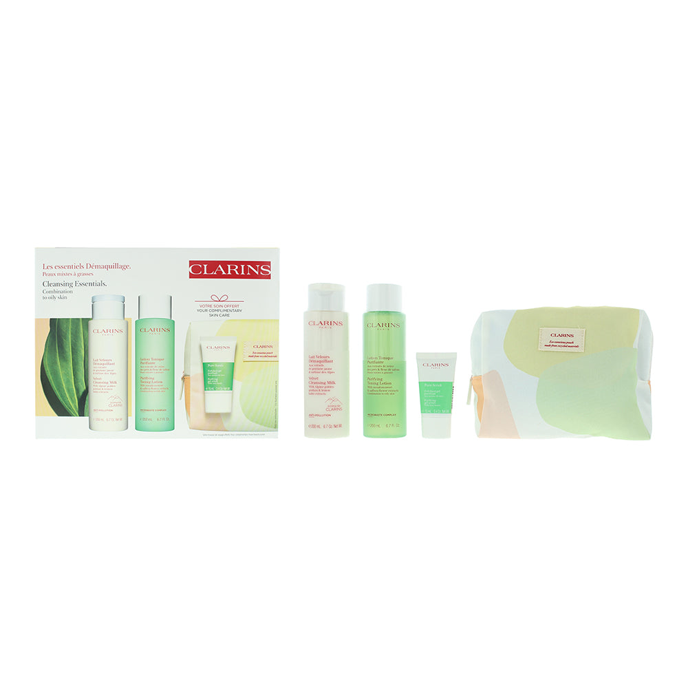 Clarins Cleansing Essentials 4 Piece Gift Set: Cleansing Milk 200ml - Toning Lot