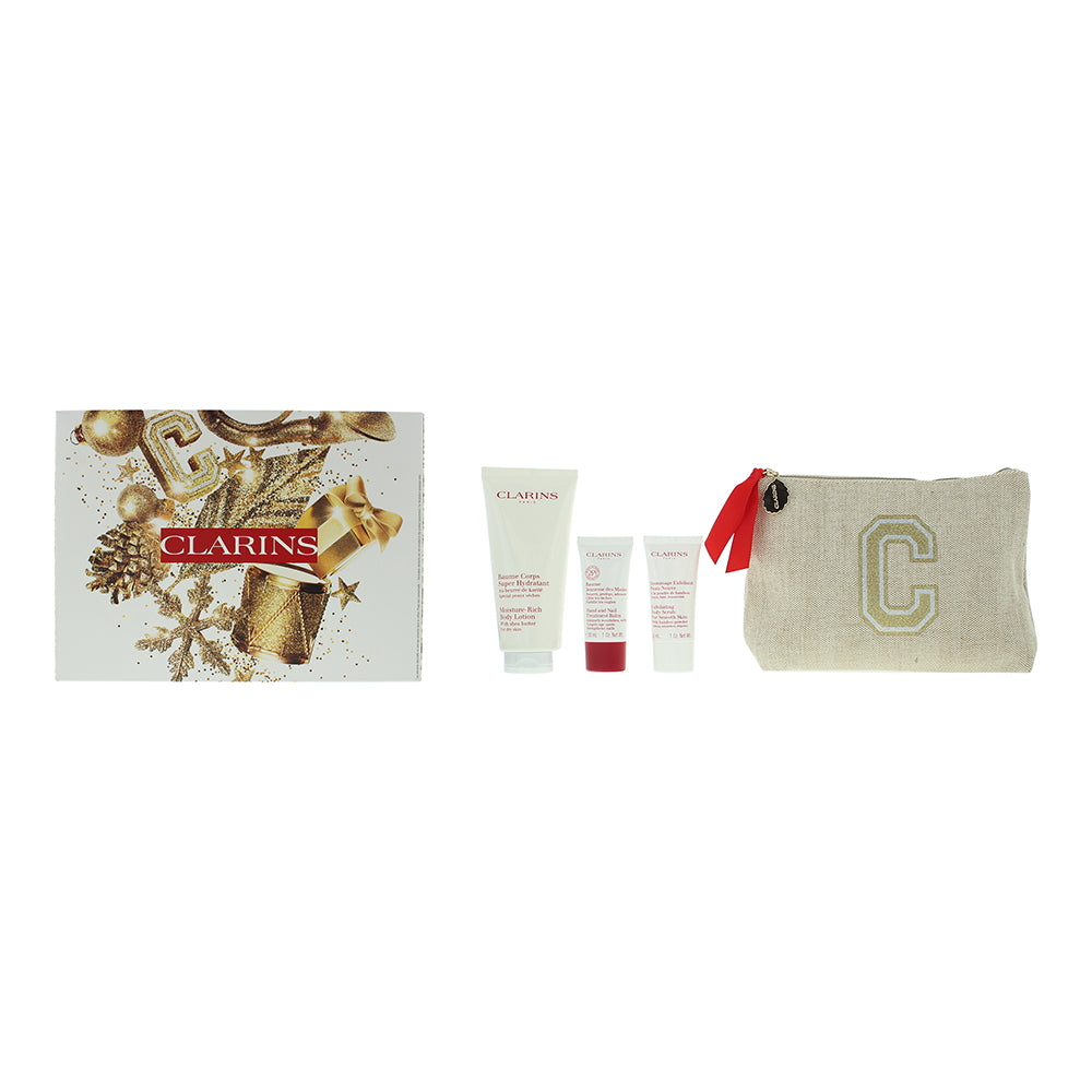 Clarins Body Care Essentials 3 Piece Gift Set: Body Lotion 200ml - Body Scrub 30