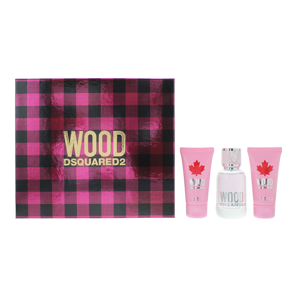 Dsquared2 Wood 3 Piece Gift Set: Eau de Toilette 50ml - Body Lotion 50ml - Shower Gel 50ml