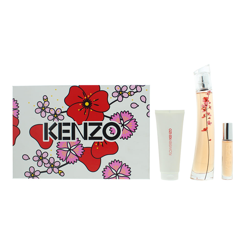 Kenzo Flower Ikebana Sakura Eau de Parfum 3 Piece Gift Set