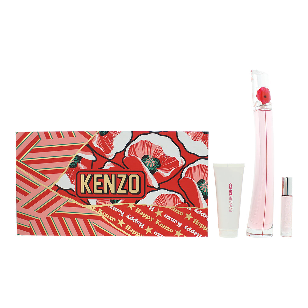 Kenzo Flower Poppy Bouquet Eau de Parfum 3 Piece Gift Set: Eau de Parfum 100ml -