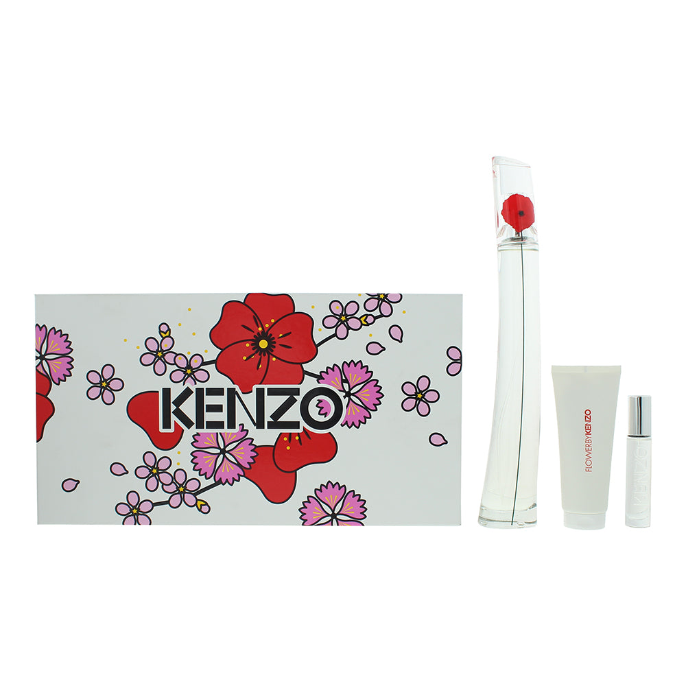 Kenzo Flower Eau de Parfum 3 Piece Gift Set: Eau De Parfum 100ml- Body Lotion 75