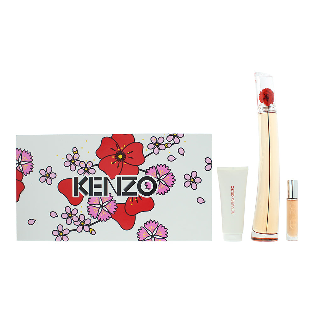 Kenzo Flower L'absolue Eau De Parfum 3 Piece Gift Set: Eau de Parfum 100ml - Eau