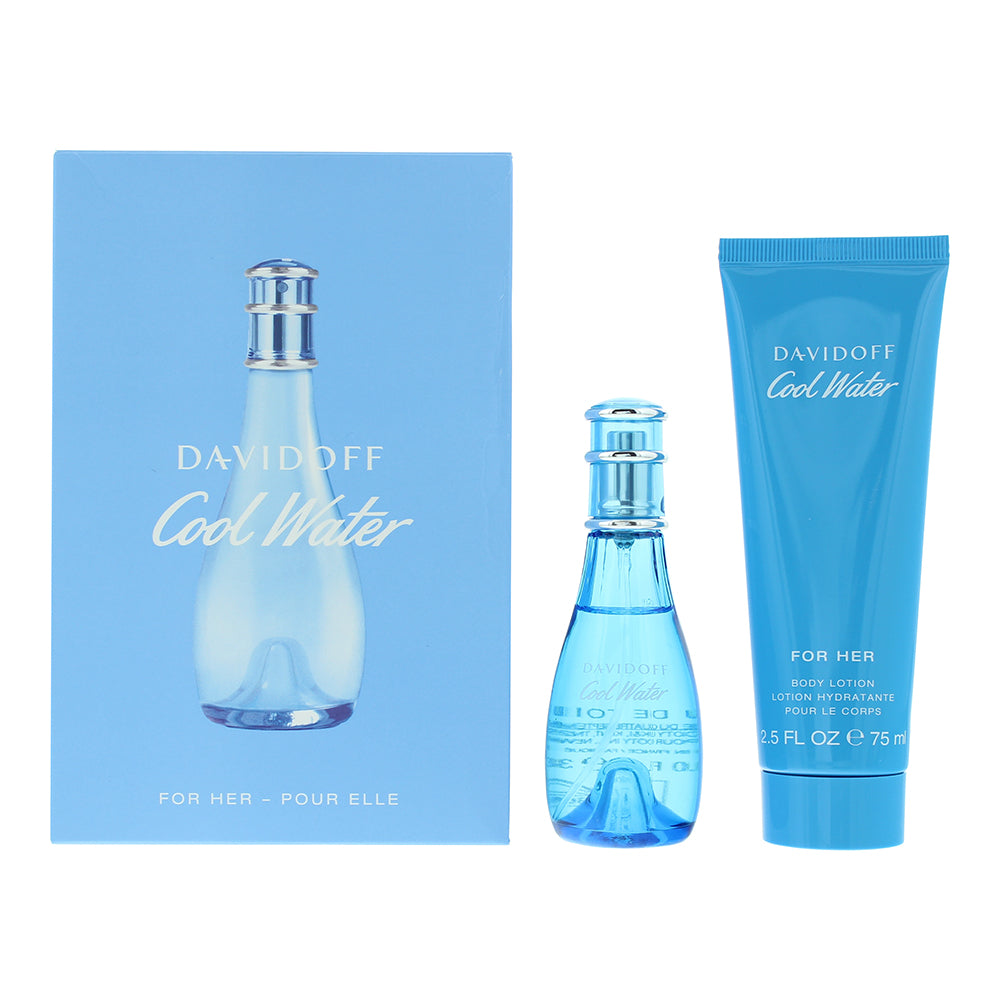 Davidoff Cool Water For Her 2 Piece Gift Set: Eau de Toilette 30ml - Body Lotion