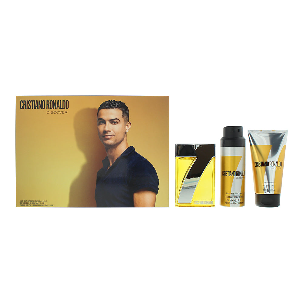 Cristiano Ronaldo Cr7 Discover 3 Piece Gift Set: Eau de Toilette 100ml - Shower 