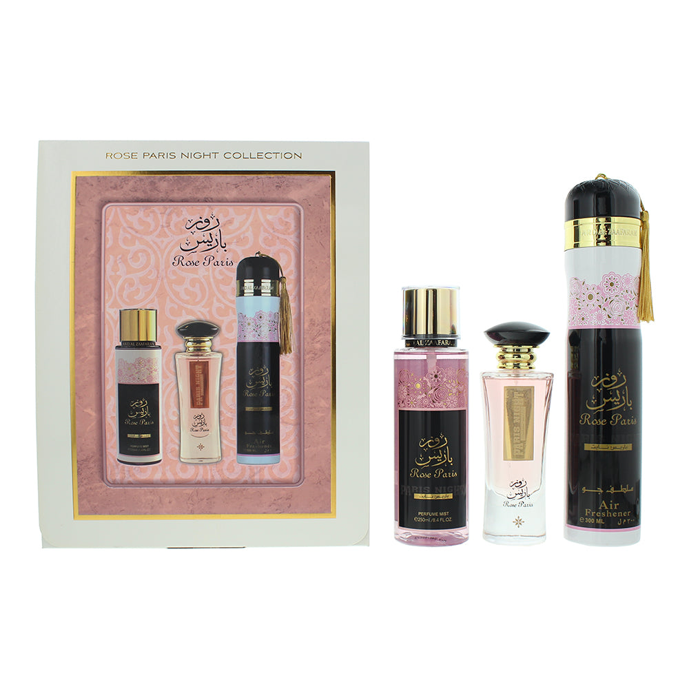 Ard Al Zaafaran Rose Paris Night 3 Piece Gift Set: Eau De Parfum 100ml - Perfume