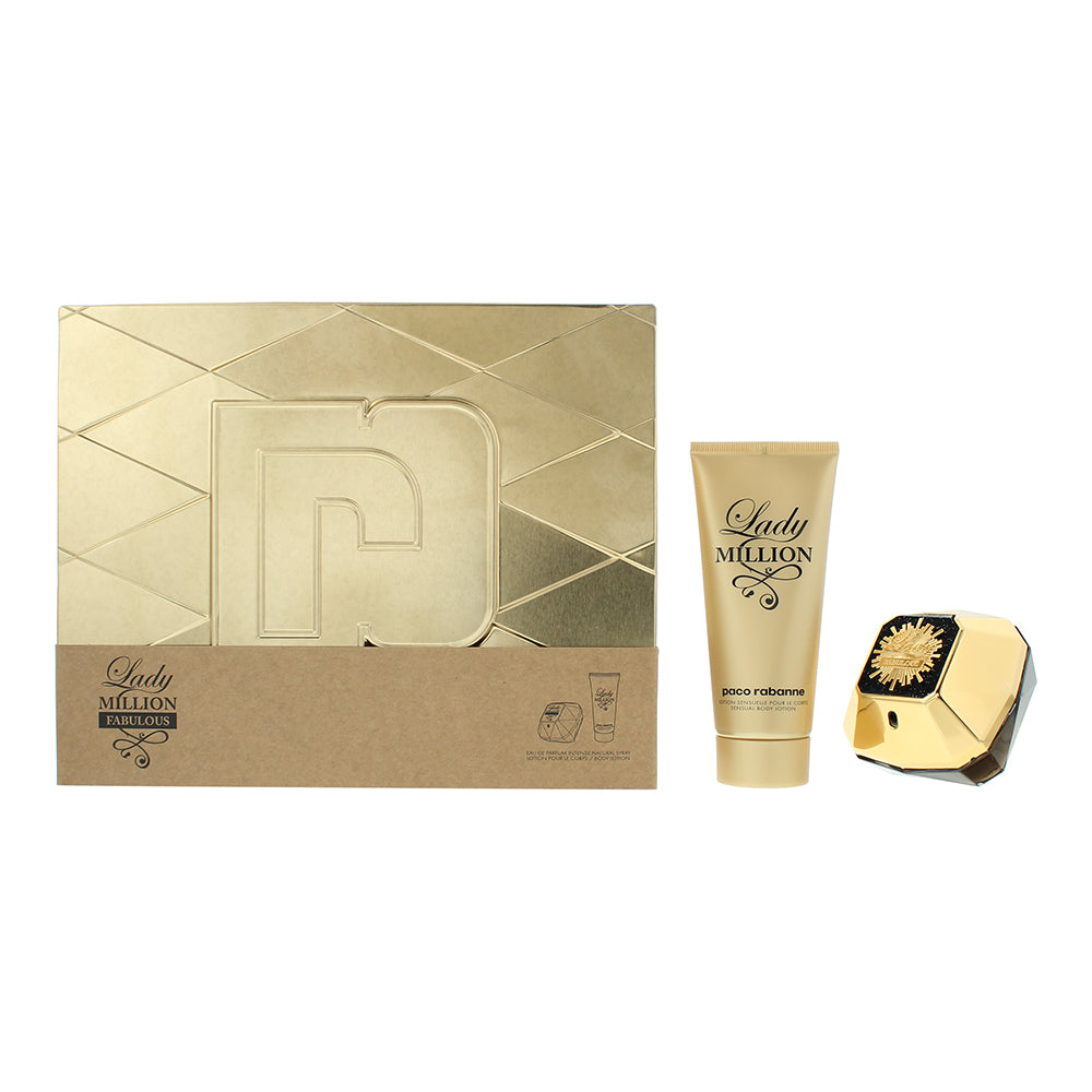 Paco Rabanne Lady Million Fabulous 2 Piece Gift Set: Eau de Parfum 80ml - Body L