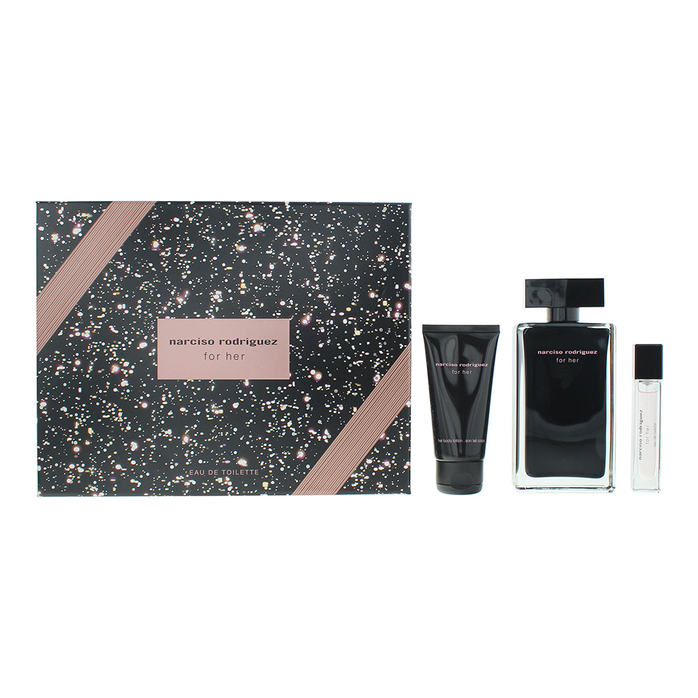 Narciso Rodriguez For Her 3 Piece Gift Set: Eau De Toilette 100ml - Body Lotion 