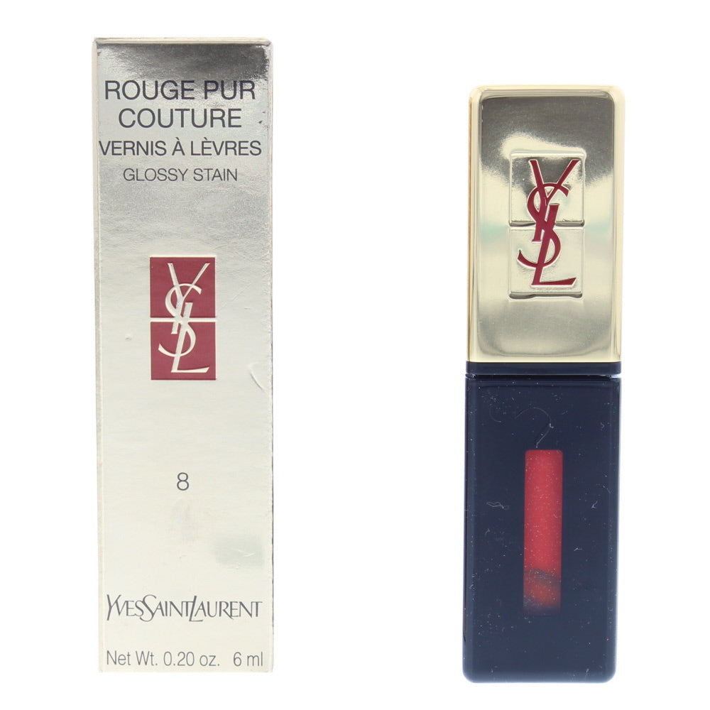 Yves Saint Laurent Rouge Pur Couture Vernis À Lèvres Glossy Stain 8 Orange De Chine Lip Gloss 6ml