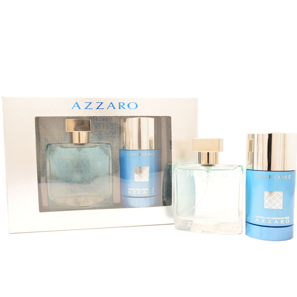 Azzaro Chrome Eau De Toilette 2 Piece Gift Set: Eau De Toilette 50ml - Deodorant Stick 75ml