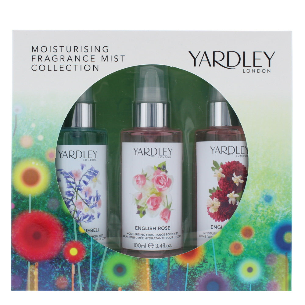 Yardley Fragrance Mist Collection Bodycare Set Gift Set : English Rose 100ml - English Dahlia 100ml - English Bluebell 100ml