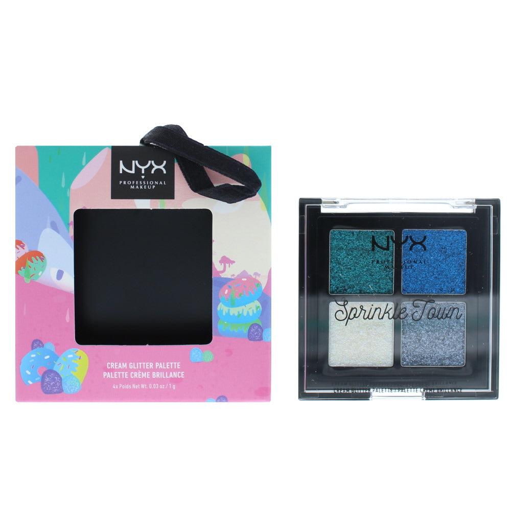 Nyx Nyx Professional Makeup Sprinkle Town Cream Glitter Peppermint Eye Shadow Palette 4 x 1g