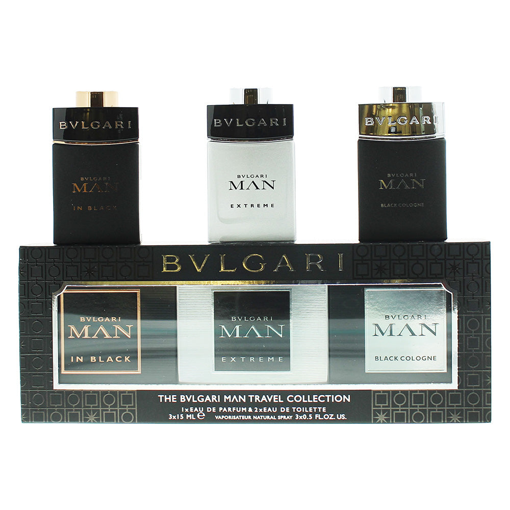 Bulgari Man Eau de Parfum Gift Set : Black Eau de Parfum 15ml - Extreme Eau de Toilette 15ml - Black Cologne Eau de Toilette 15ml