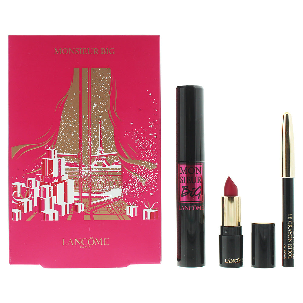 Lancôme Monsieur Big 3 Piece Set: Mascara 10ml - Le Crayon Khol 0.7g - L'absolu Rouge Lip Color 1.6g