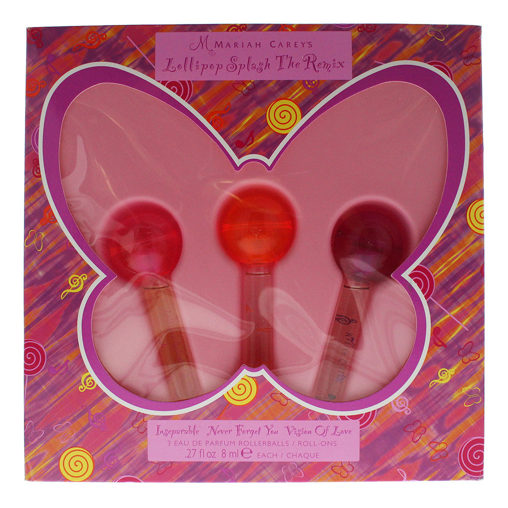 Mariah Carey Lollipop  3 Piece Rollerball Set 3 x 8ml Eau De Parfum Splash The Remix