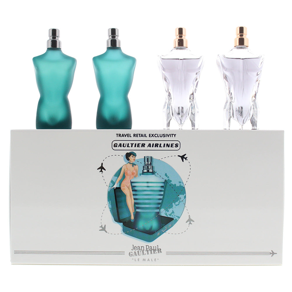 Jean Paul Gaultier Le Male 4 Piece Miniature Set - 2 x 7ml Eau De Toilette  - 2 x 7ml Eau De Parfum