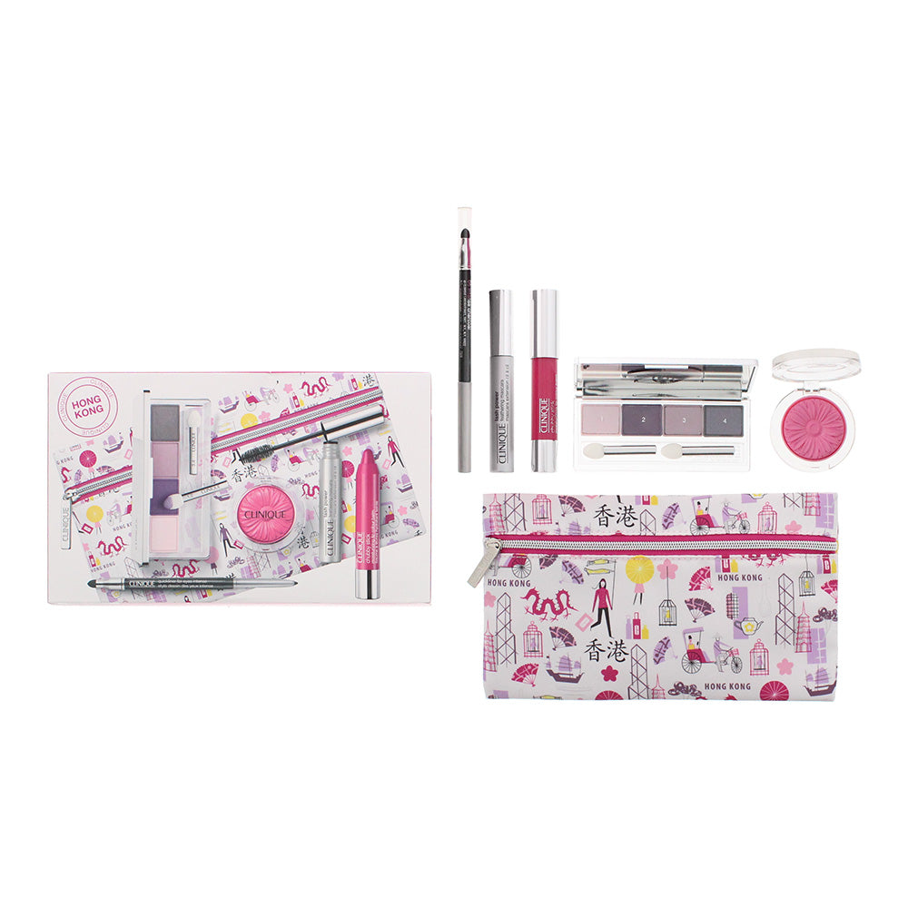 Clinique 5 Piece Gift Set: Eye Palette - Eye Liner - Mascara - Blush - Lip Balm