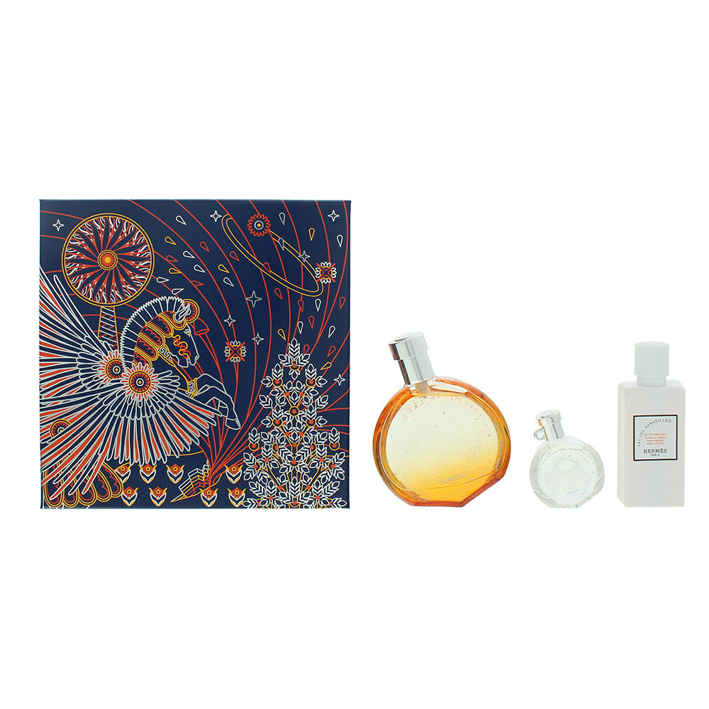 Hermes Eau Des Merveilles 3 Piece Gift Set: Eau De Toilette 50ml - Eau De Toilette 7.5ml - Body Milk 40ml