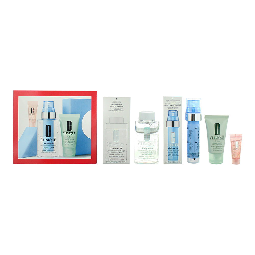 Clinique 4 Piece Gift Set: DD Hydrating Jelly 115ml - Cartridge Active Concentrate 10ml - 7 Day Scrub 30ml - Moisture Surge Eye Concentrate 5ml