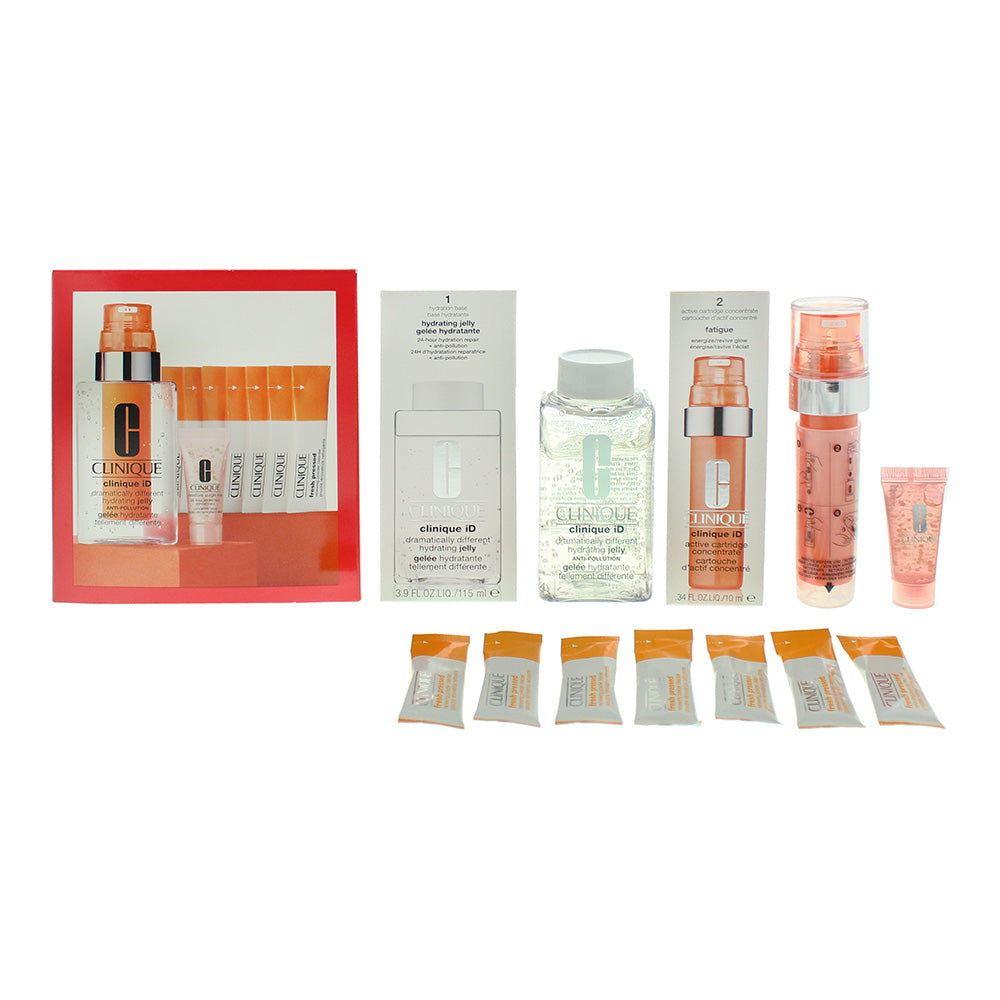 Clinique 4 Piece Gift set: DD Hydrating Jelly 115ml - Cartridge Concentrate Fatigue 10ml - 7 X Packets Powder Cleanser - Hydro-Filler Concentrate 5 ml