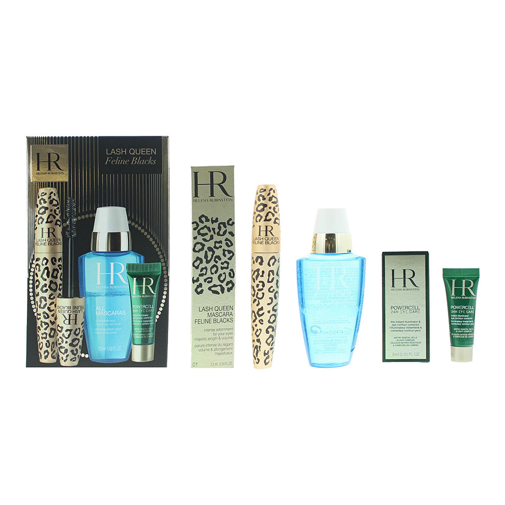 Helena Rubinstein Lash Queen Feline Blacks 3 Piece Gift Set: Make-Up Remover 50ml-Mascara 7.2ml- Eye Cream 2g