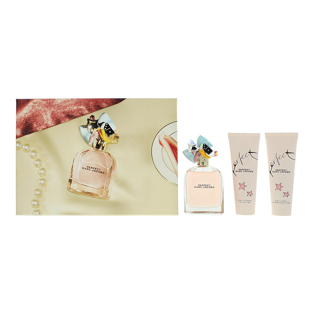 Marc Jacobs Perfect 3 Piece Gift Set: Eau De Parfum 100ml - Body Lotion 75ml - Shower Gel 75ml