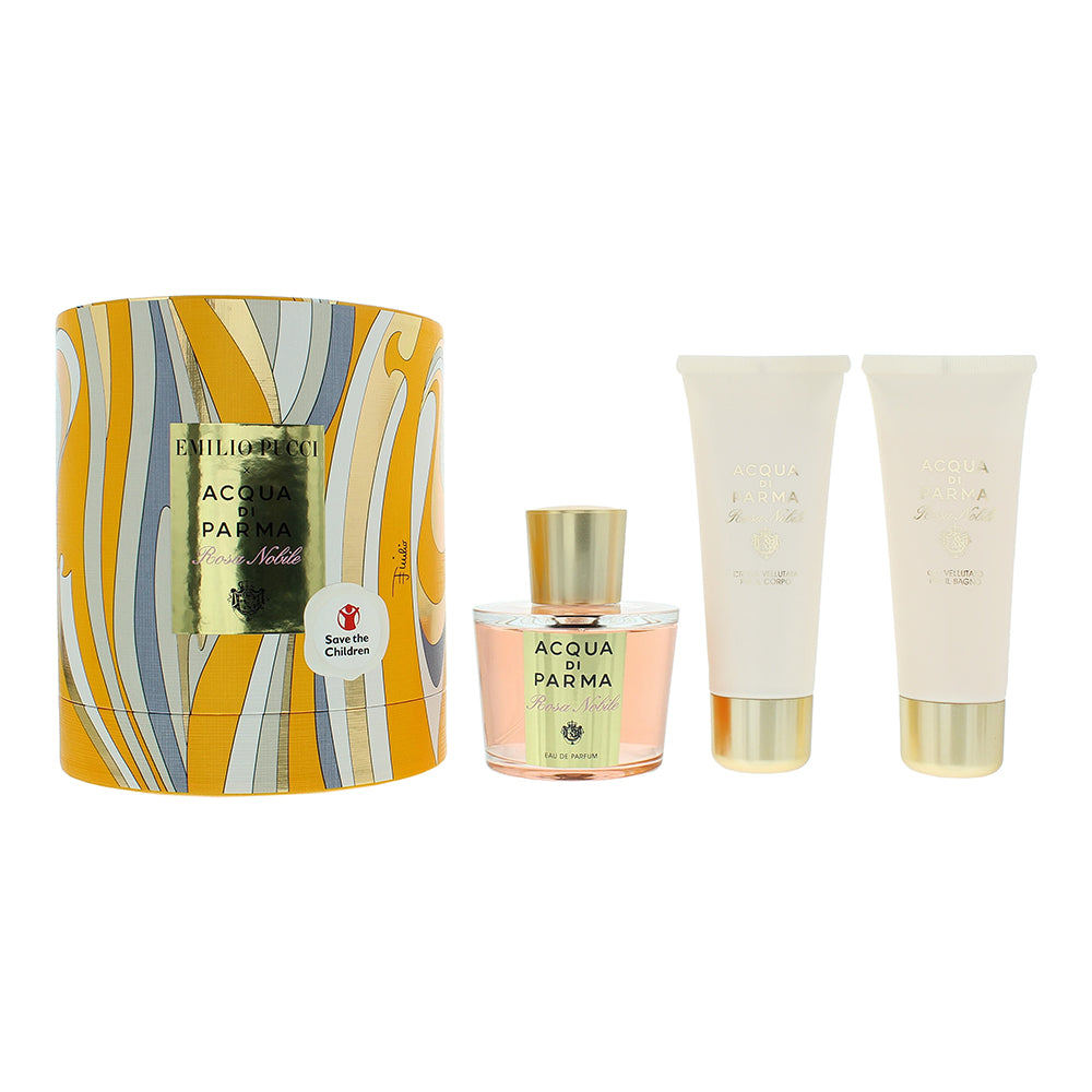 Acqua Di Parma Rosa Nobile 3 Piece Gift Set: Eau de Parfum 100ml - Bath Gel 75ml - Body Cream 75g