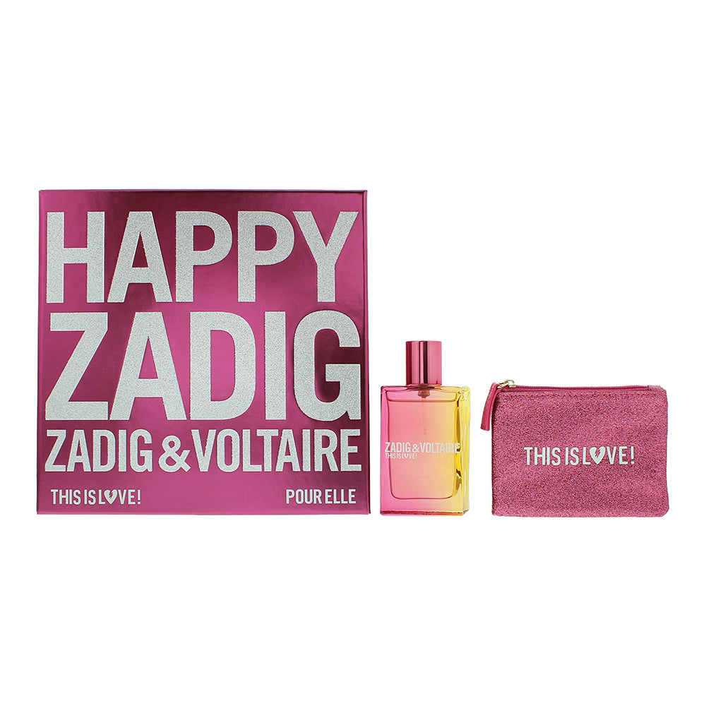 Zadig & Voltaire This Is Love  2 Piece Gift Set: Eau De Parfum 50ml - Pouch 