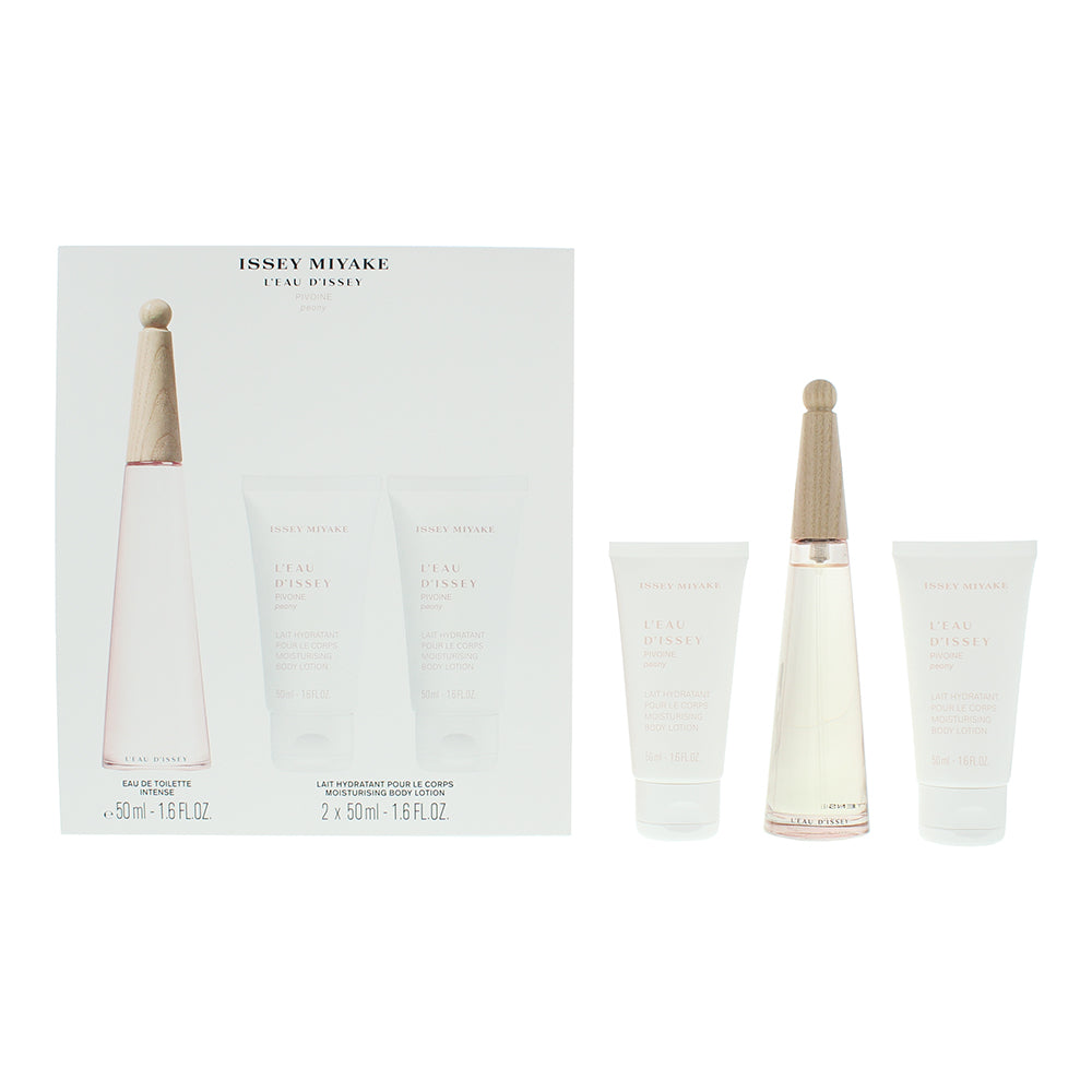 Issey Miyake L'eau D'issey Pivoine 3 Piece Gift Set: Eau de Toilette 50ml - Body